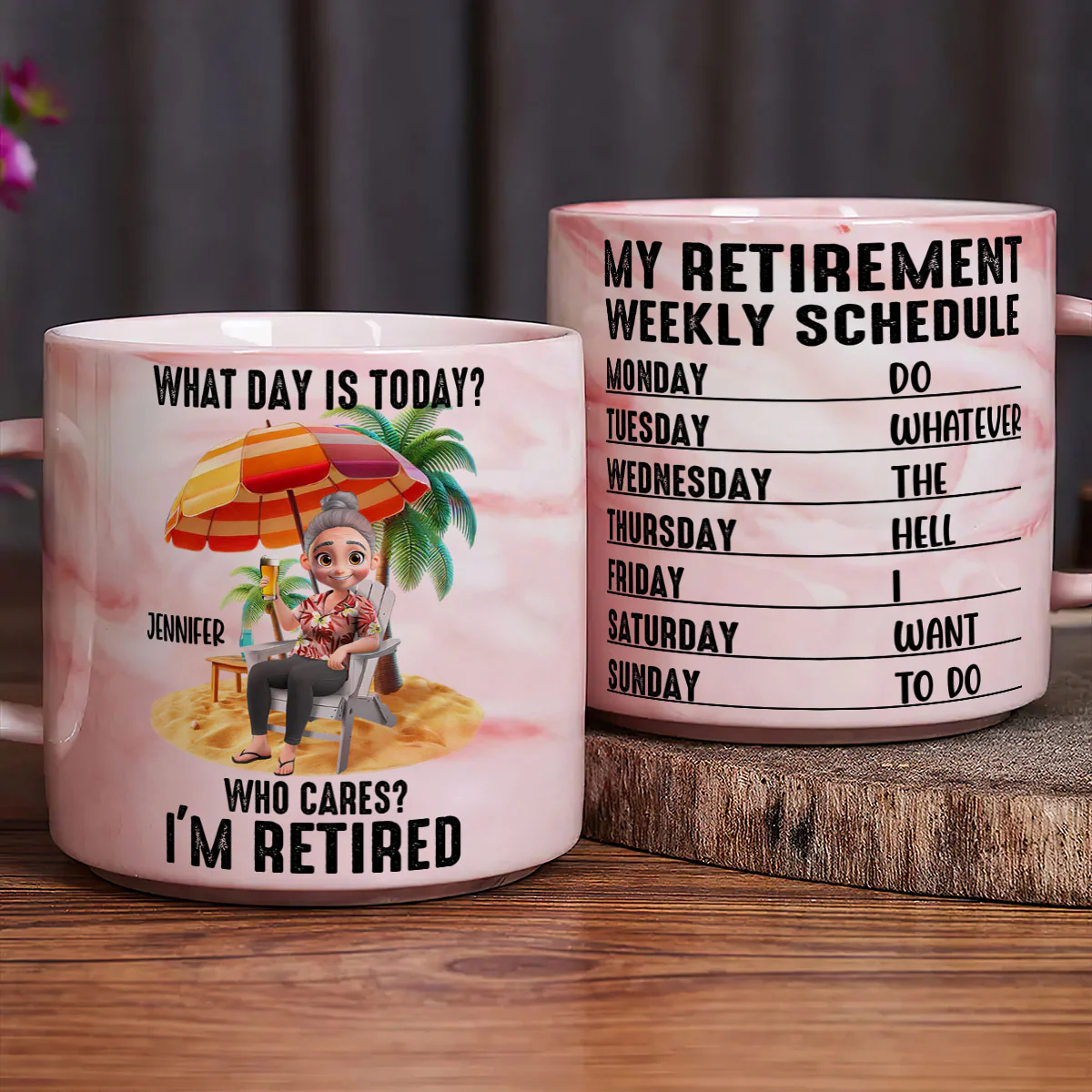 Who Cares What Day Is Today - Personalized Marble Mug