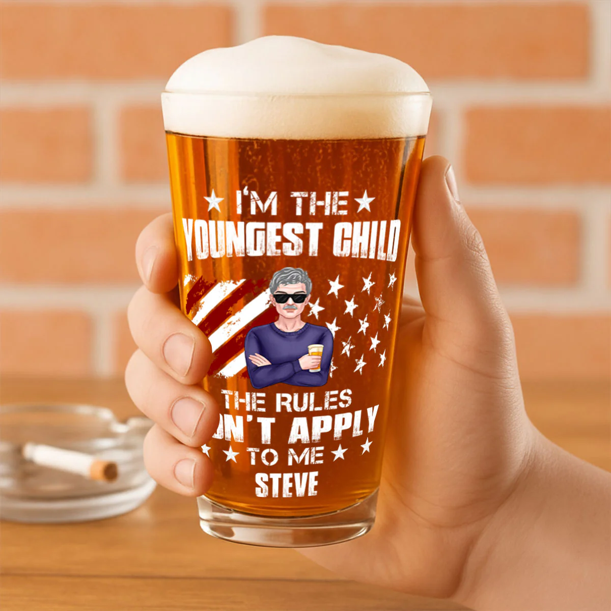 Who Makes The Rules - Personalized Beer Glass - Image 4