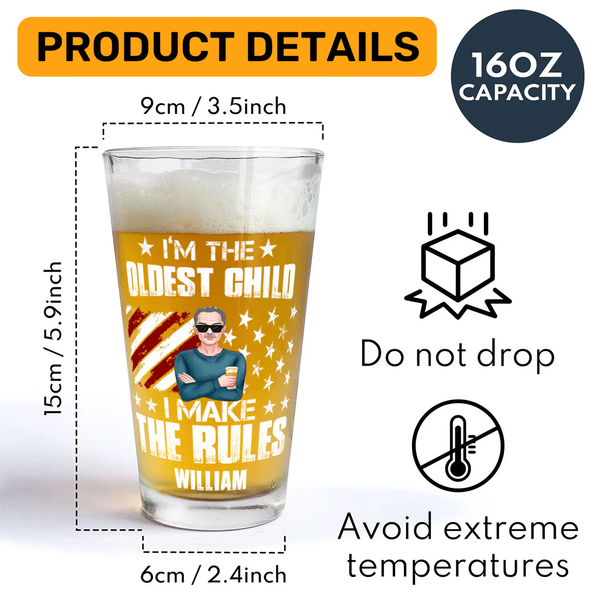 Who Makes The Rules - Personalized Beer Glass - Image 7