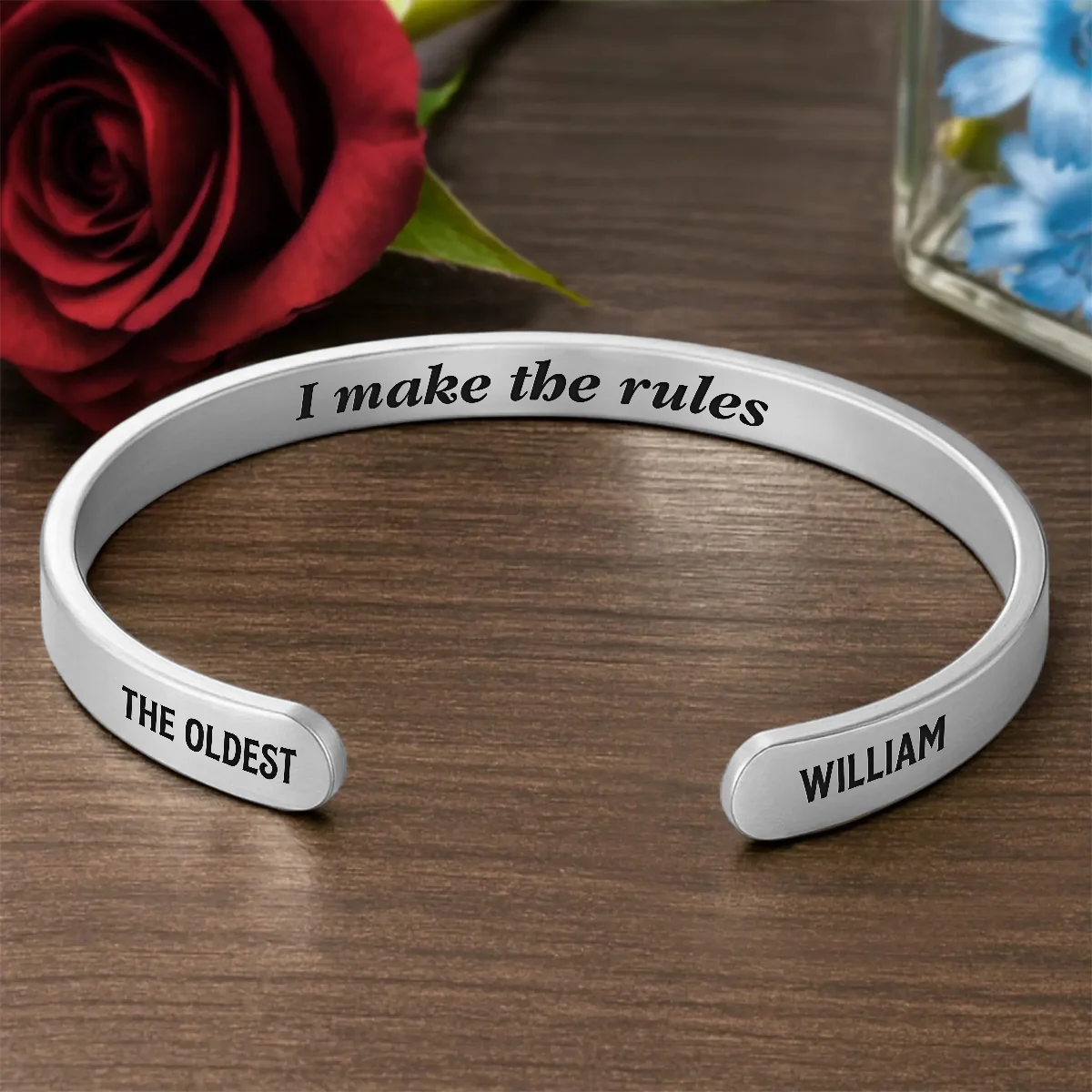 Who Makes The Rules - Personalized Cuff Bangle Bracelet With Box - Image 3