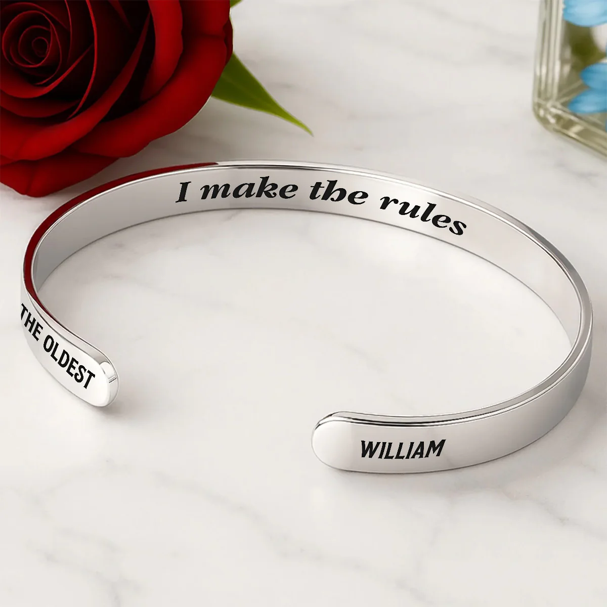 Who Makes The Rules - Personalized Cuff Bangle Bracelet With Box - Image 5