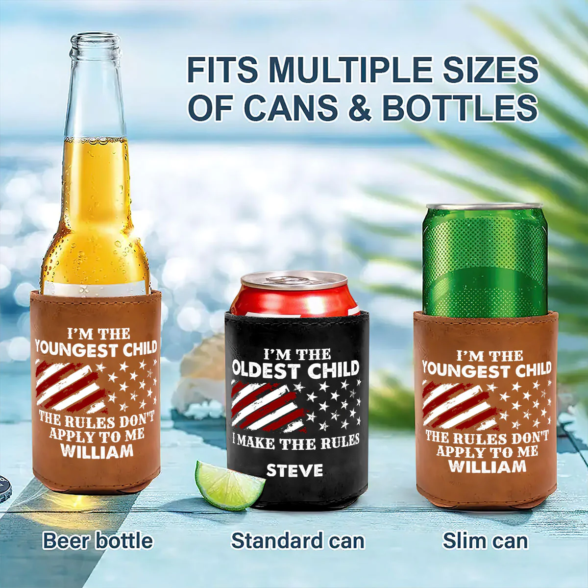 Who Makes The Rules - Personalized Leather Can Cooler - Image 5