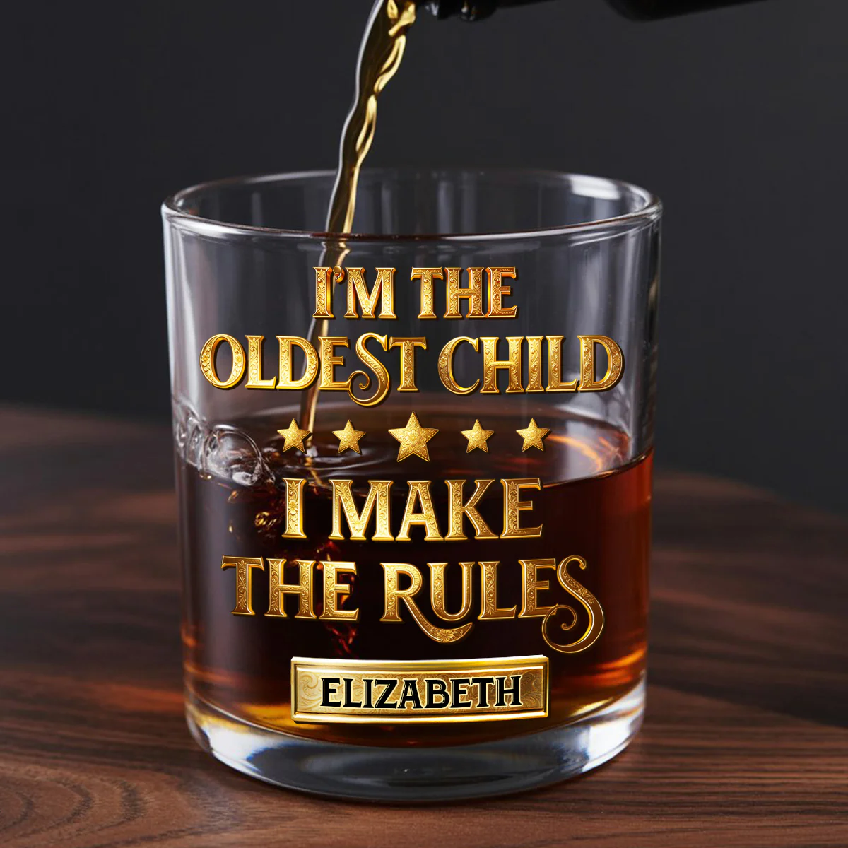 Who Makes The Rules - Personalized Round Whiskey Glass - Image 6