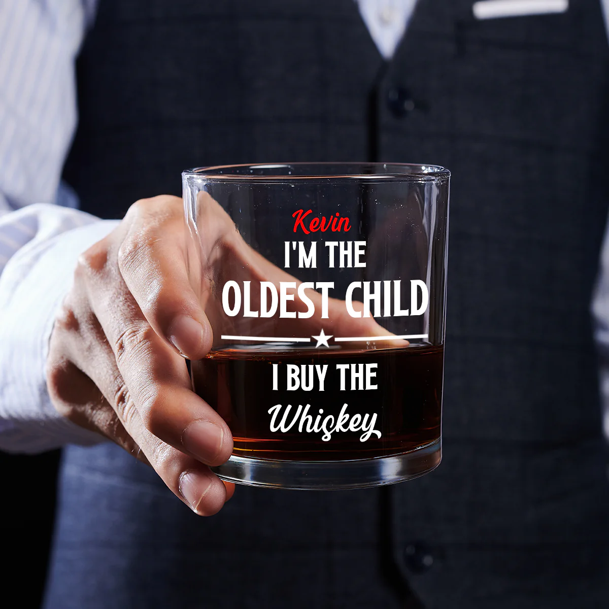 Why The Whiskey Is All Gone - Personalized Round Whiskey Glass - Image 4
