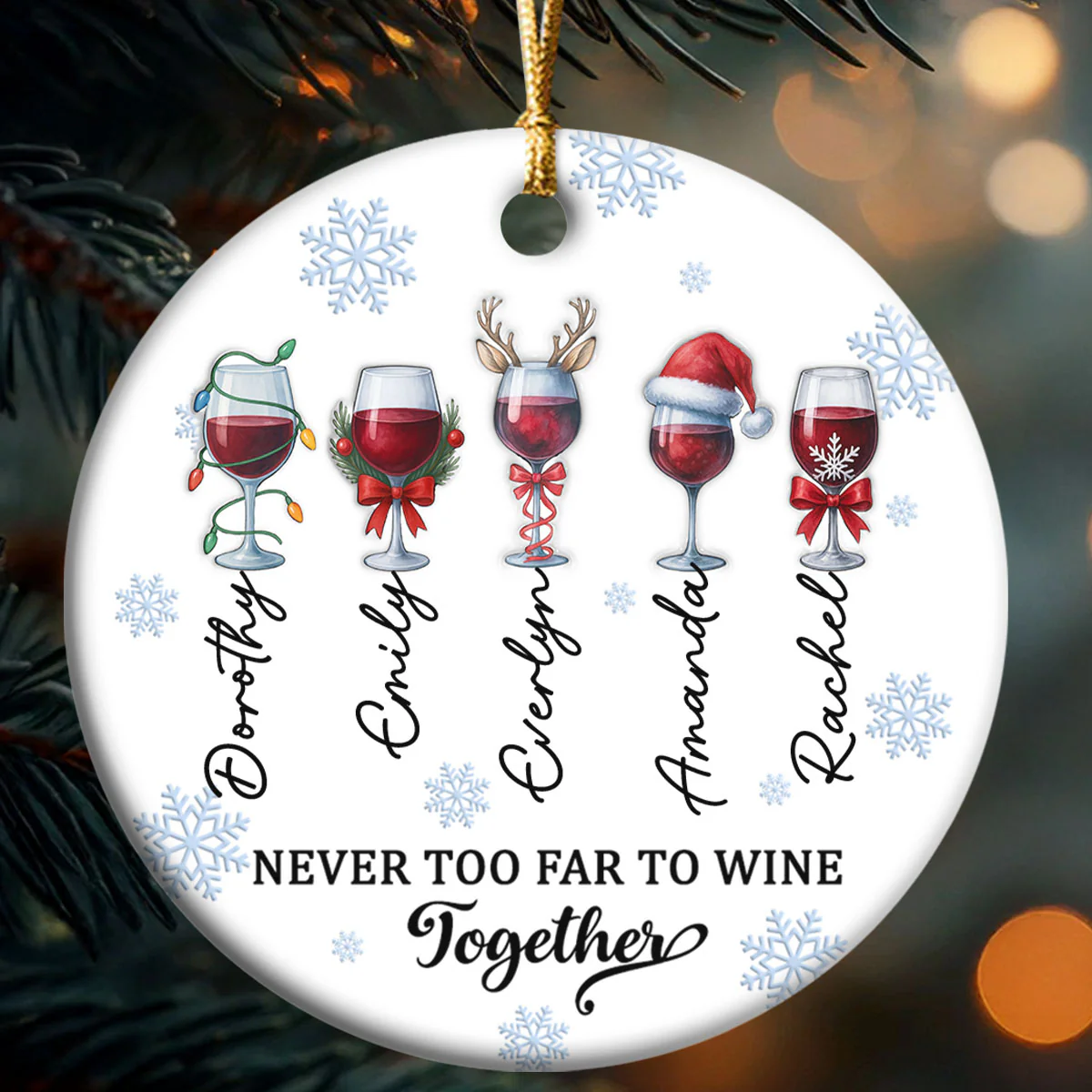 Wine Together - Personalized Round Shaped Ceramic Ornament