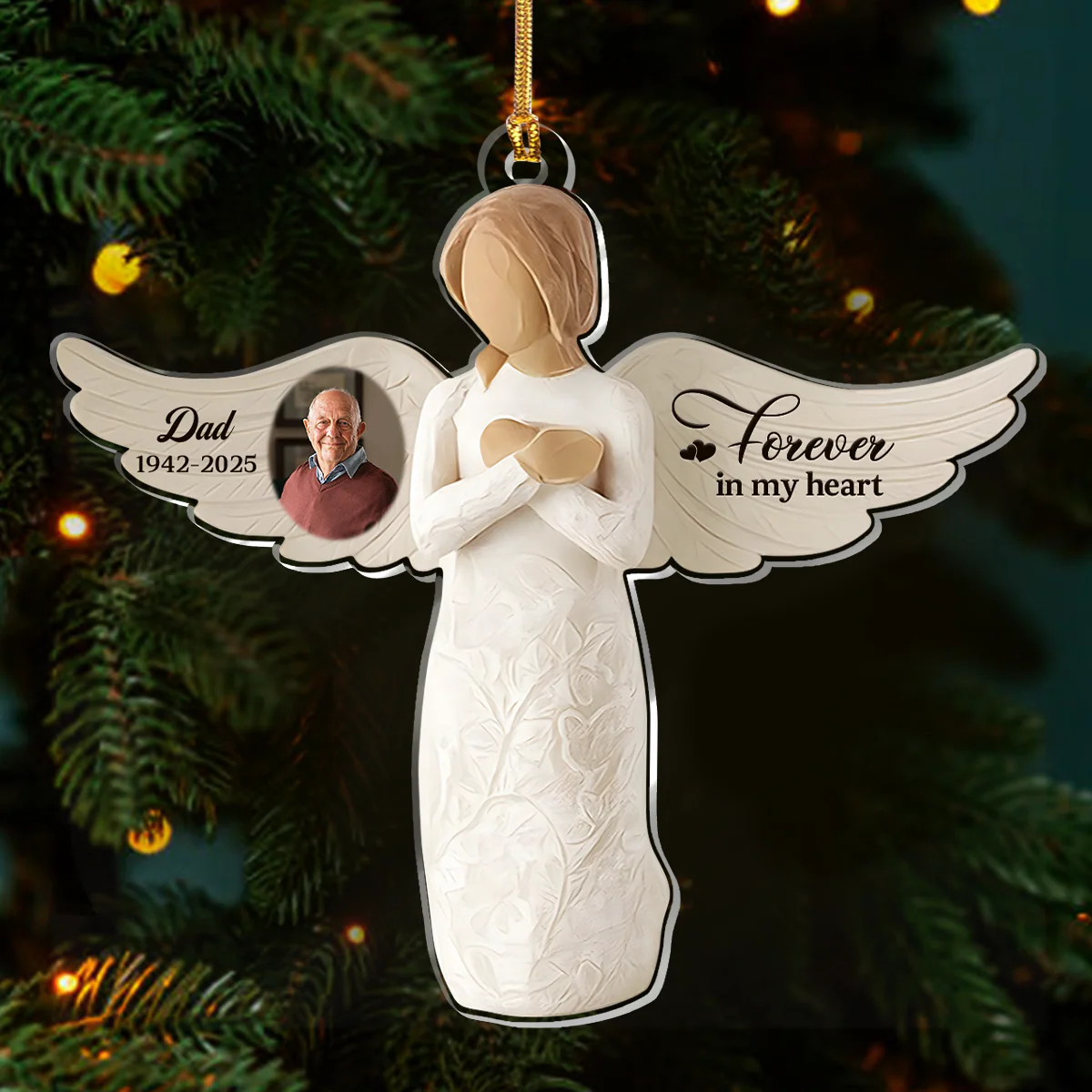 Wings Of Remembrance - Personalized 1-Layer Acrylic Ornament - Image 3