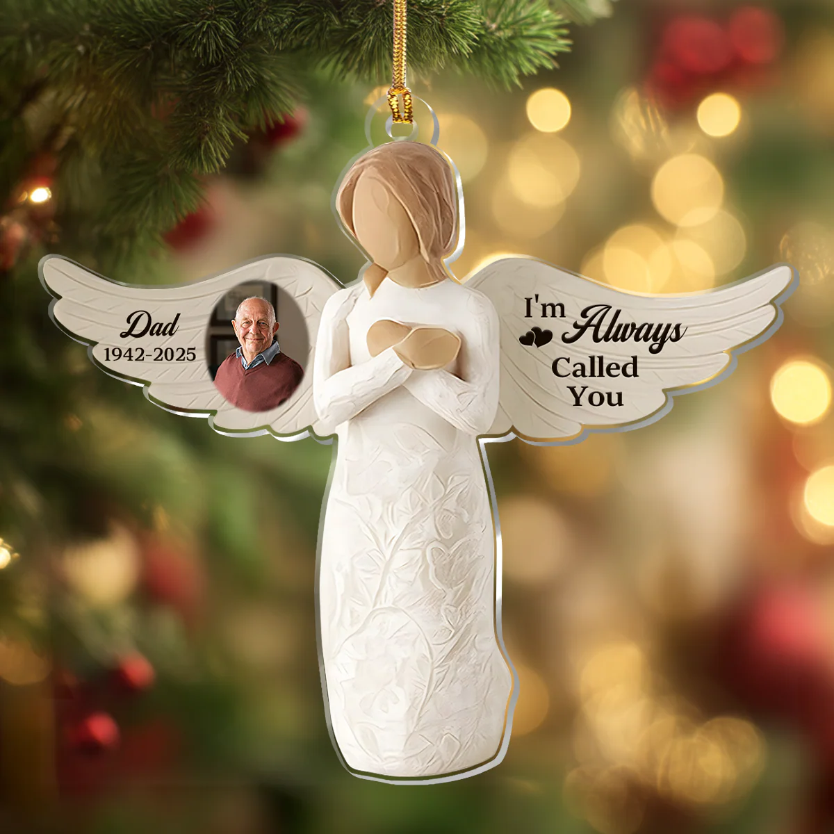 Wings Of Remembrance - Personalized 1-Layer Acrylic Ornament - Image 4