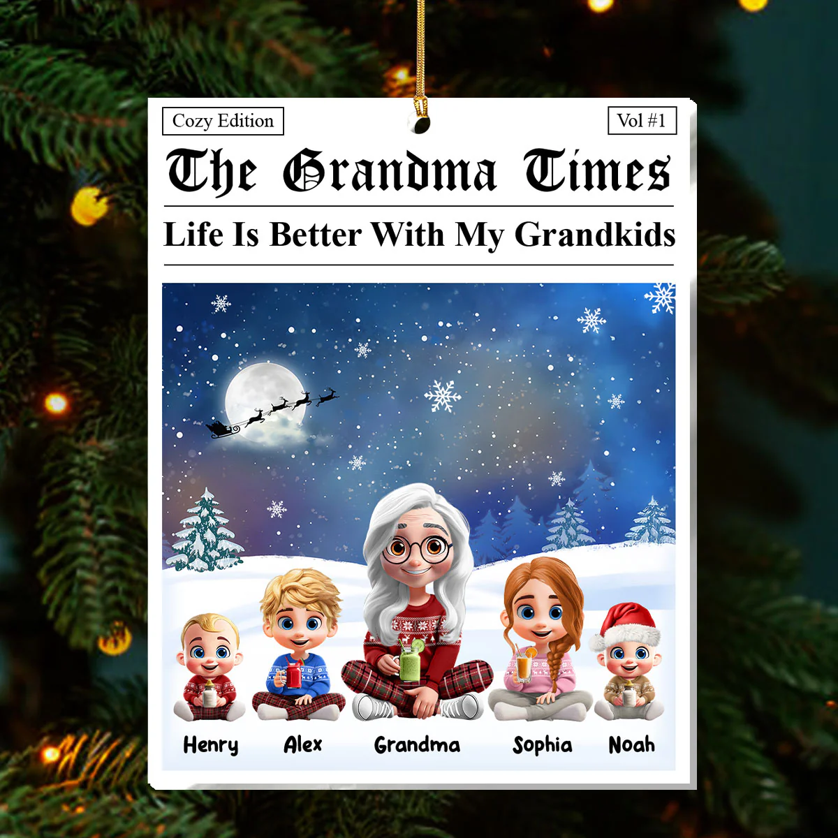 Winter Fun - Personalized 1-Layer Acrylic Ornament - Image 3