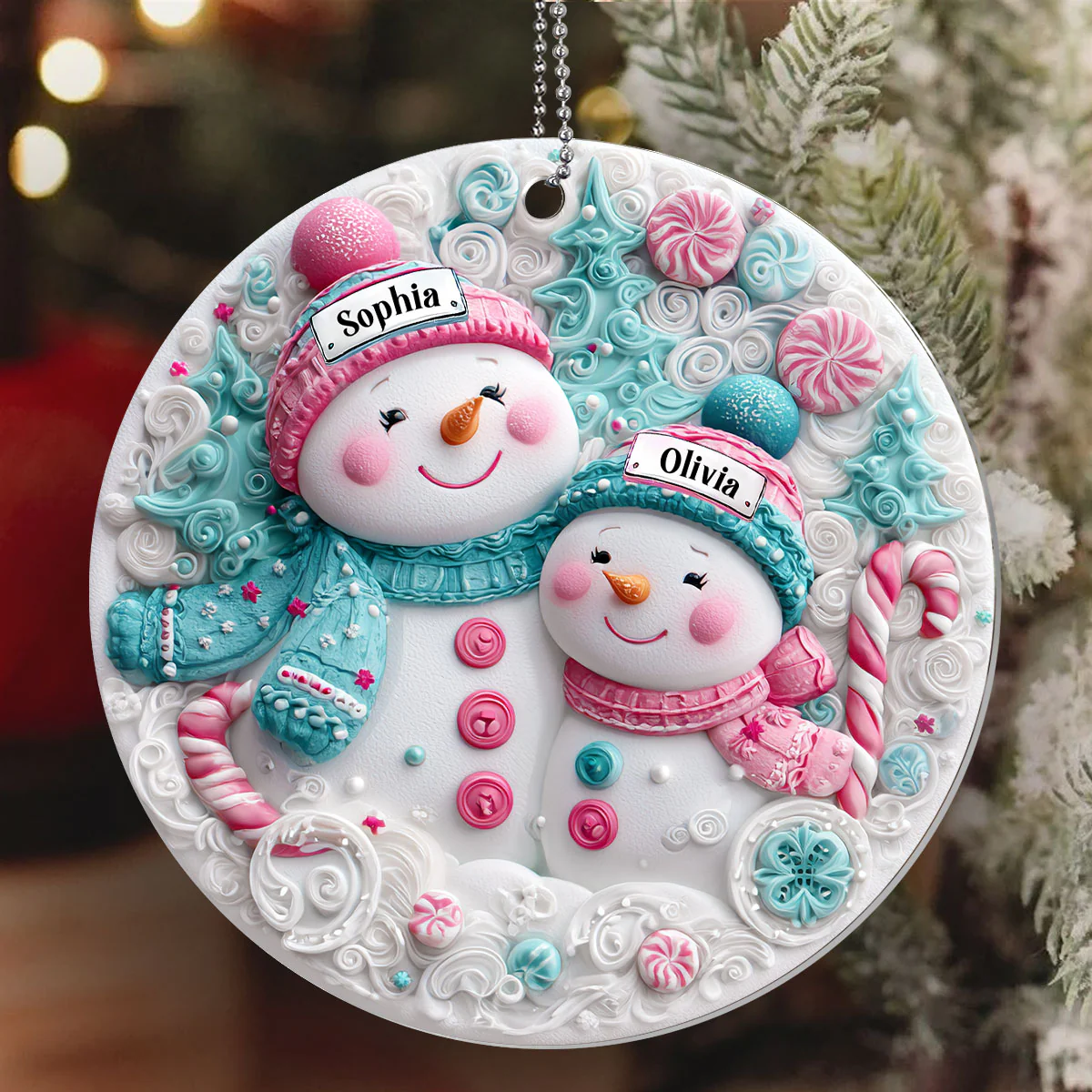 Winter Snuggle - Personalized 1-Layer Acrylic Ornament - Image 6