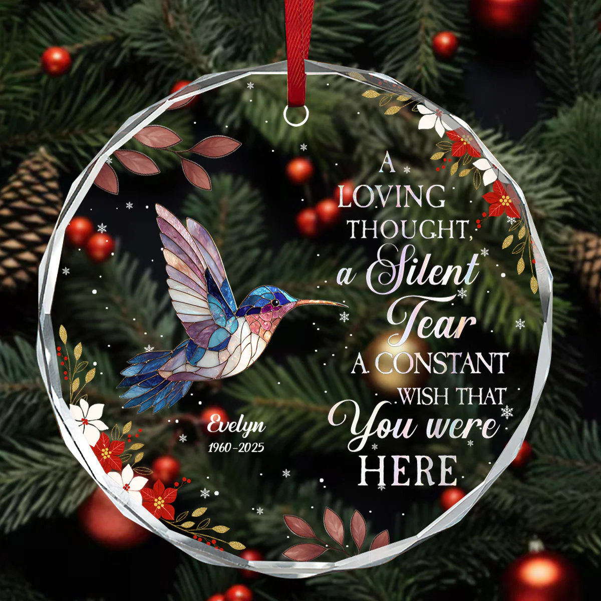 Wish That You Were Here - Personalized Round Shaped Glass Ornament - Image 3