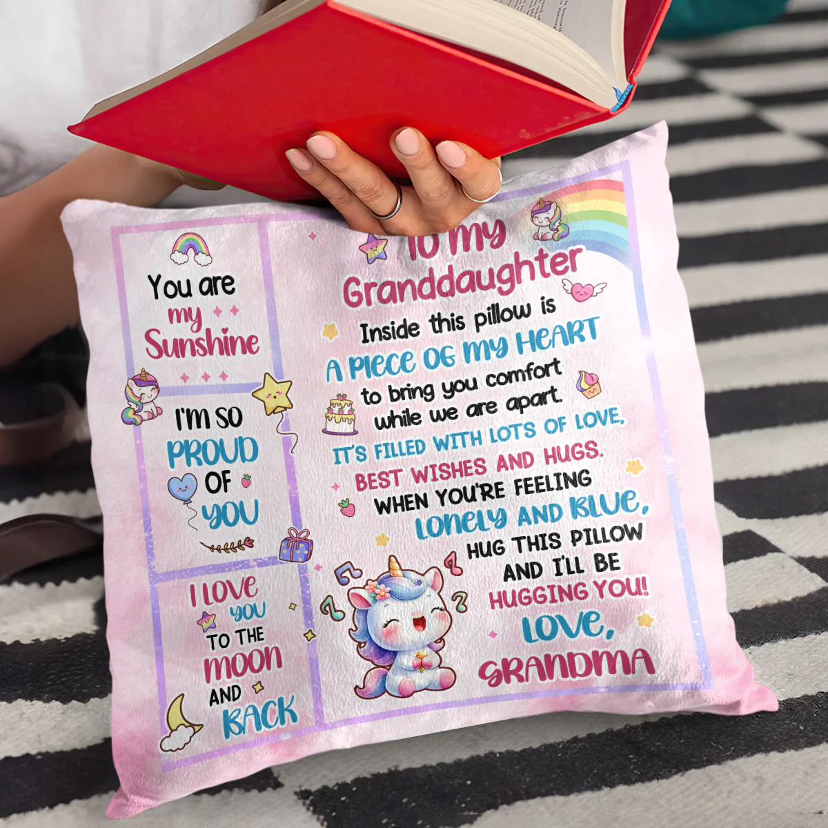 Wishes From Grandma - Personalized Crystal Velvet Pillow - Image 3