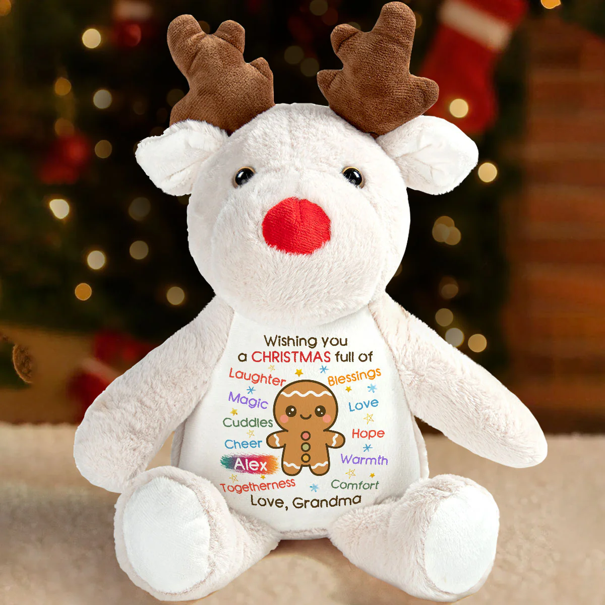 Wishing You A Holly Jolly Christmas 2 - Personalized Stuffed Reindeer