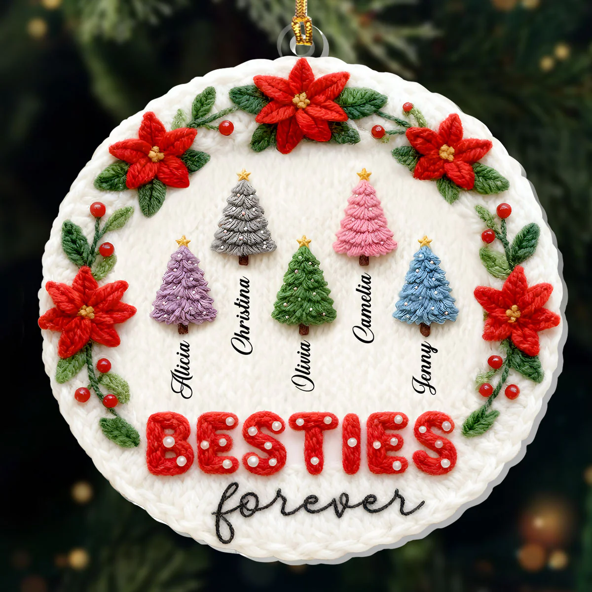 Wool Besties Sisters Family Christmas Tree  - Personalized 1-Layer Acrylic Ornament