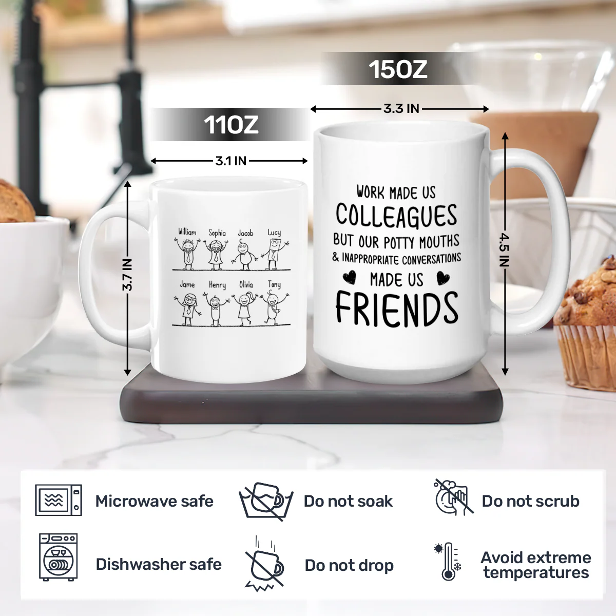Work Made Us Coworkers - Personalized Ceramic Coffee Mug - Image 4