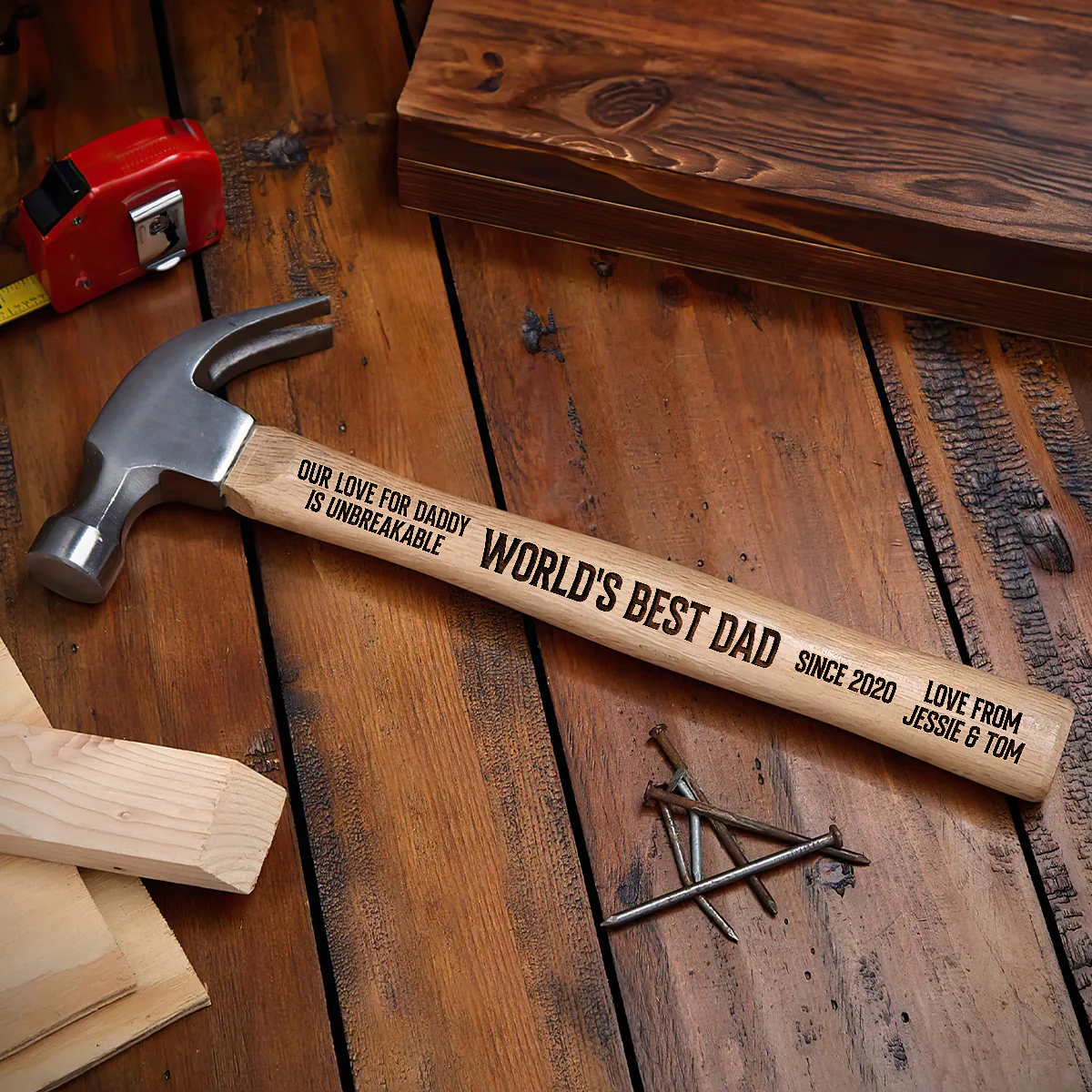 World's Best Dad - Personalized Wooden Hammer - Image 4