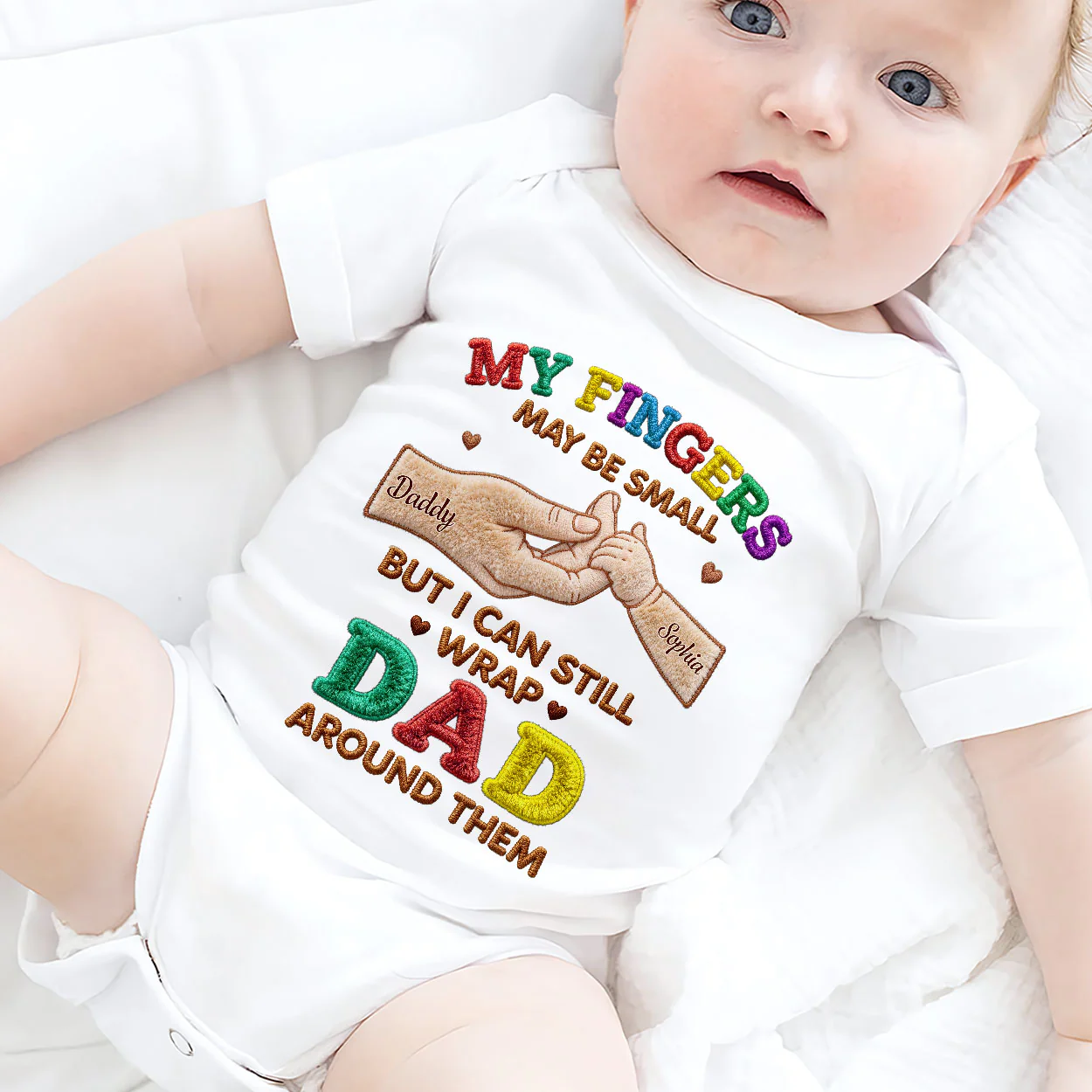 Wrapped Around My Little Fingers - Personalized Baby Onesie - Image 2