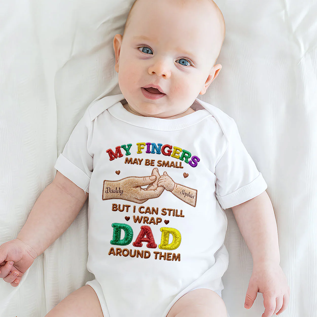Wrapped Around My Little Fingers - Personalized Baby Onesie - Image 3
