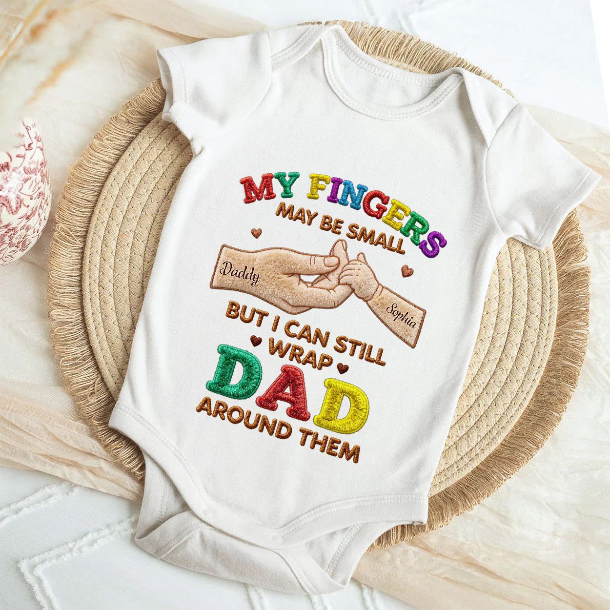 Wrapped Around My Little Fingers - Personalized Baby Onesie - Image 4