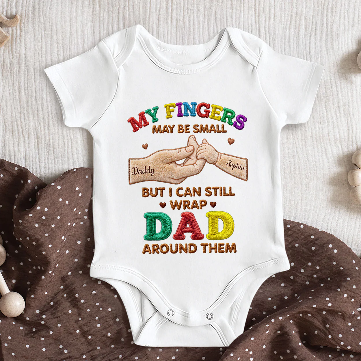Wrapped Around My Little Fingers - Personalized Baby Onesie - Image 5