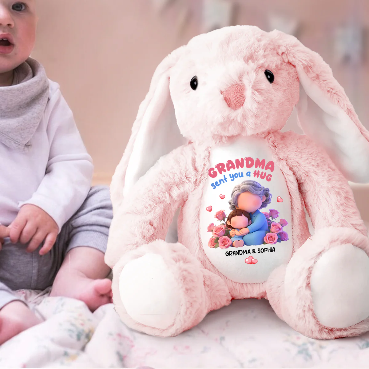 Wrapped In Love - Personalized Stuffed Bunny - Image 3