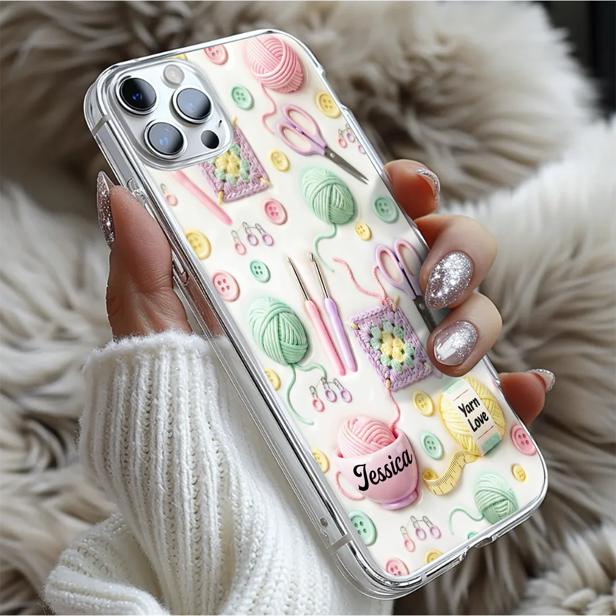 Yarn Love - Personalized Clear Silicone Phone Case - Image 5