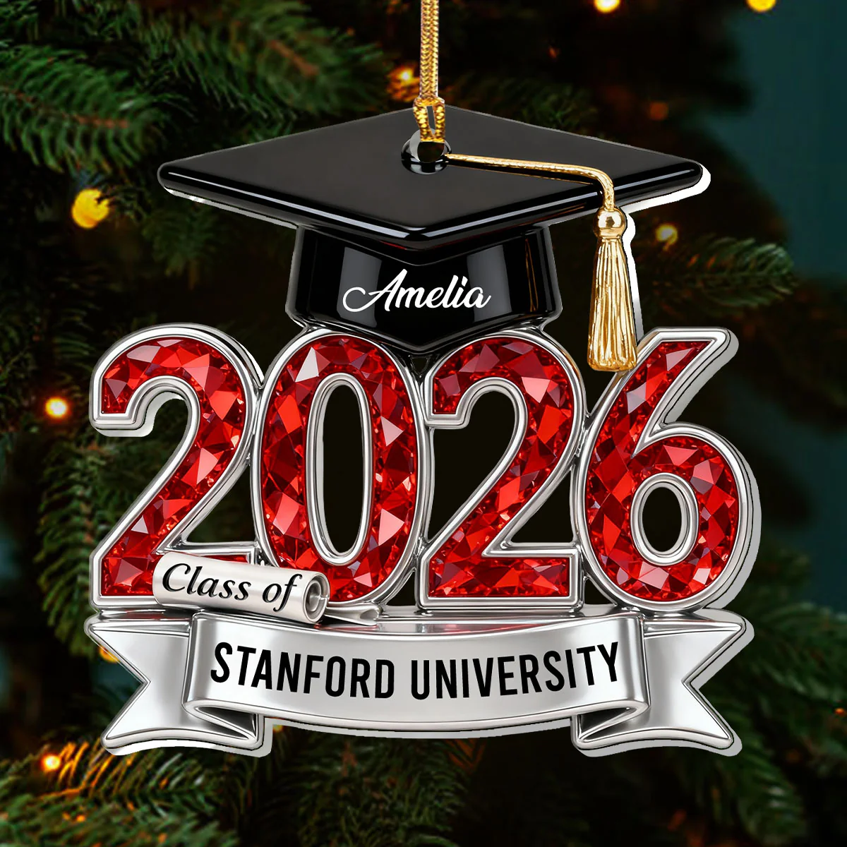Year Of Graduation Gift - Personalized 1-Layer Acrylic Ornament - Image 3