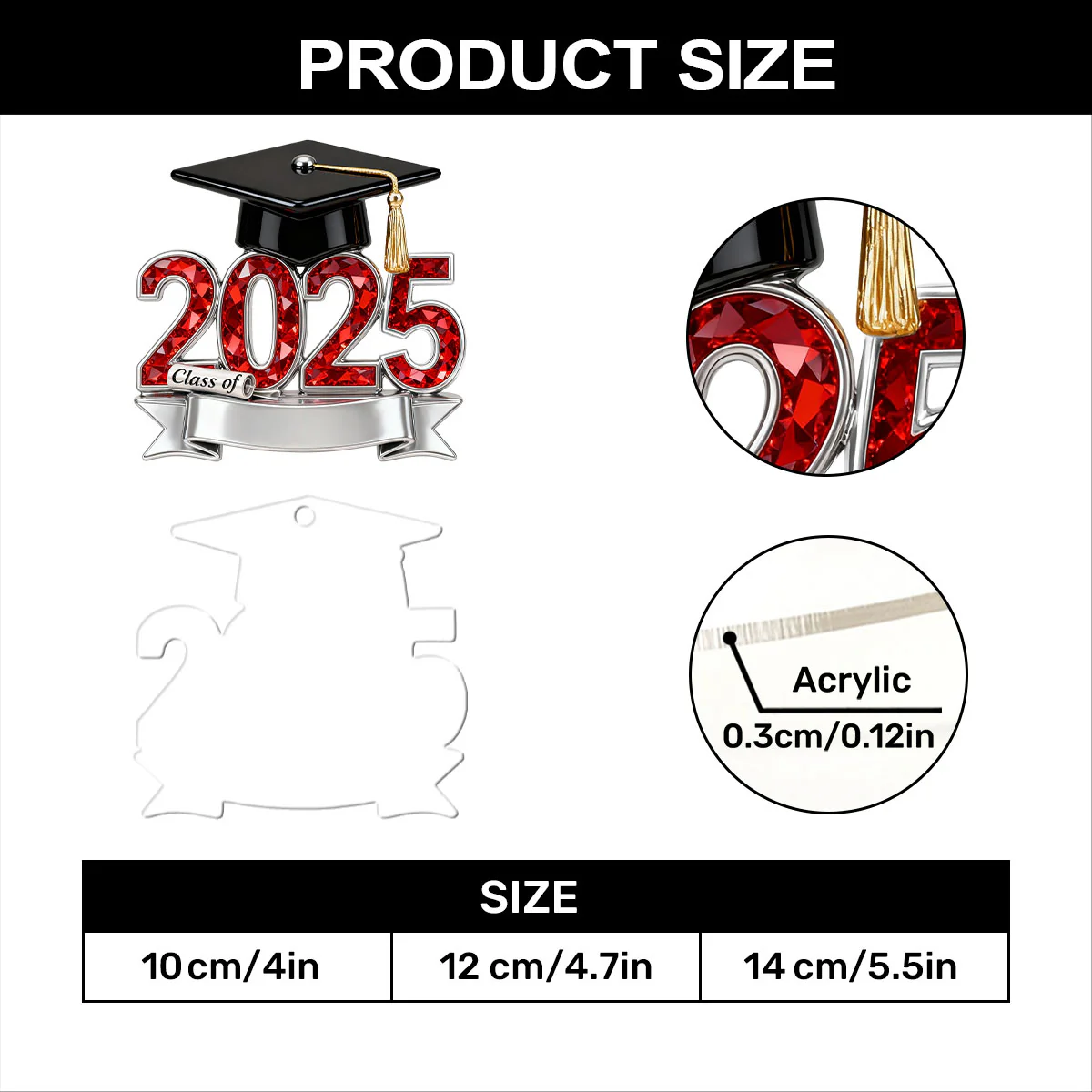 Year Of Graduation Gift - Personalized 1-Layer Acrylic Ornament - Image 7