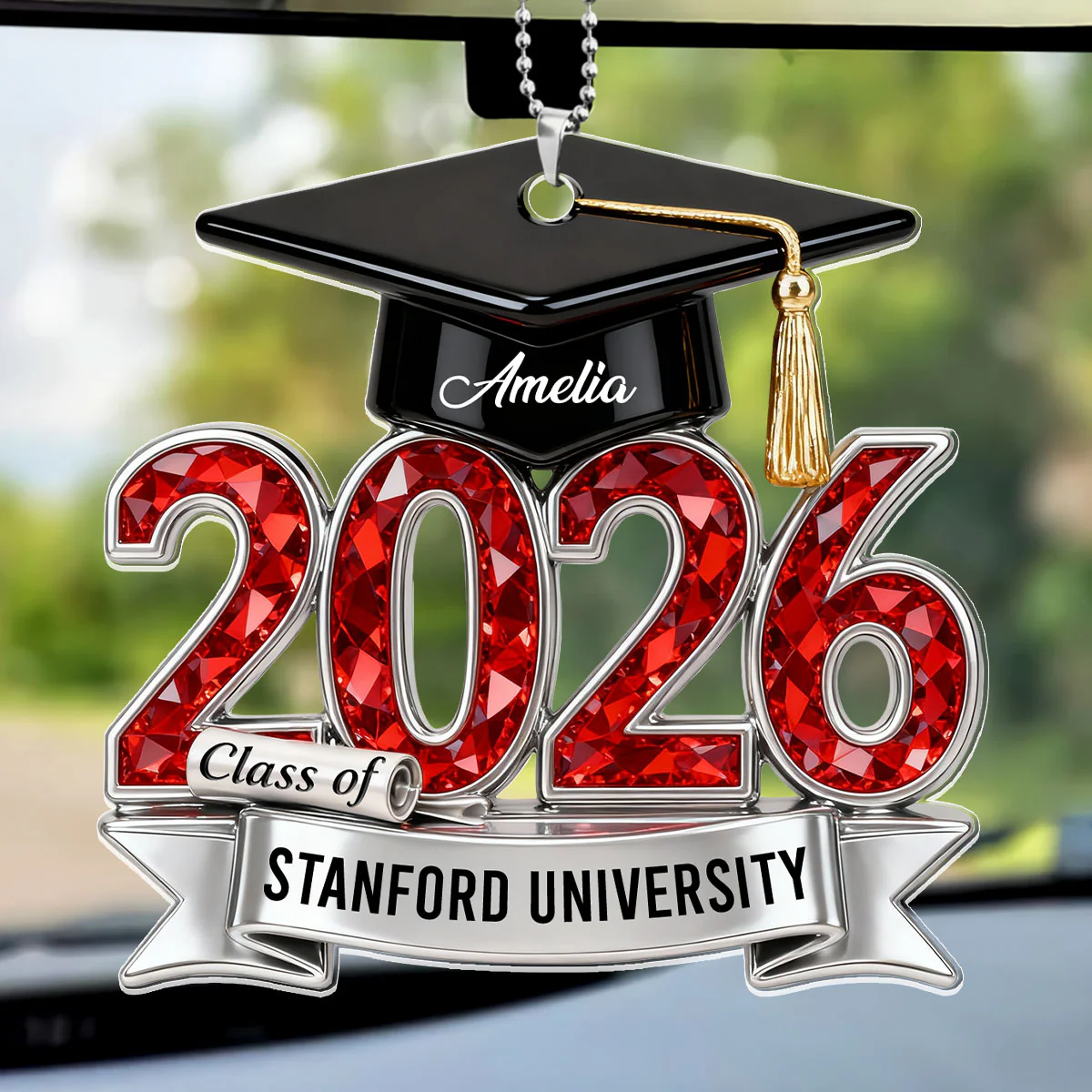 Year Of Graduation Gift - Personalized Car Acrylic Hanging Ornament