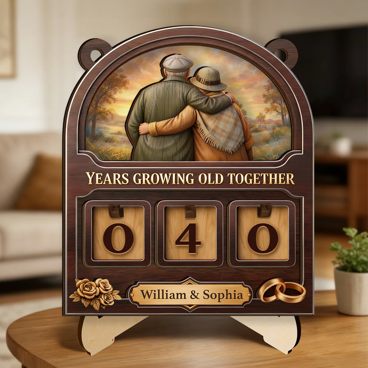 Years Growing Old Together - Personalized Tracker Sign - Image 3