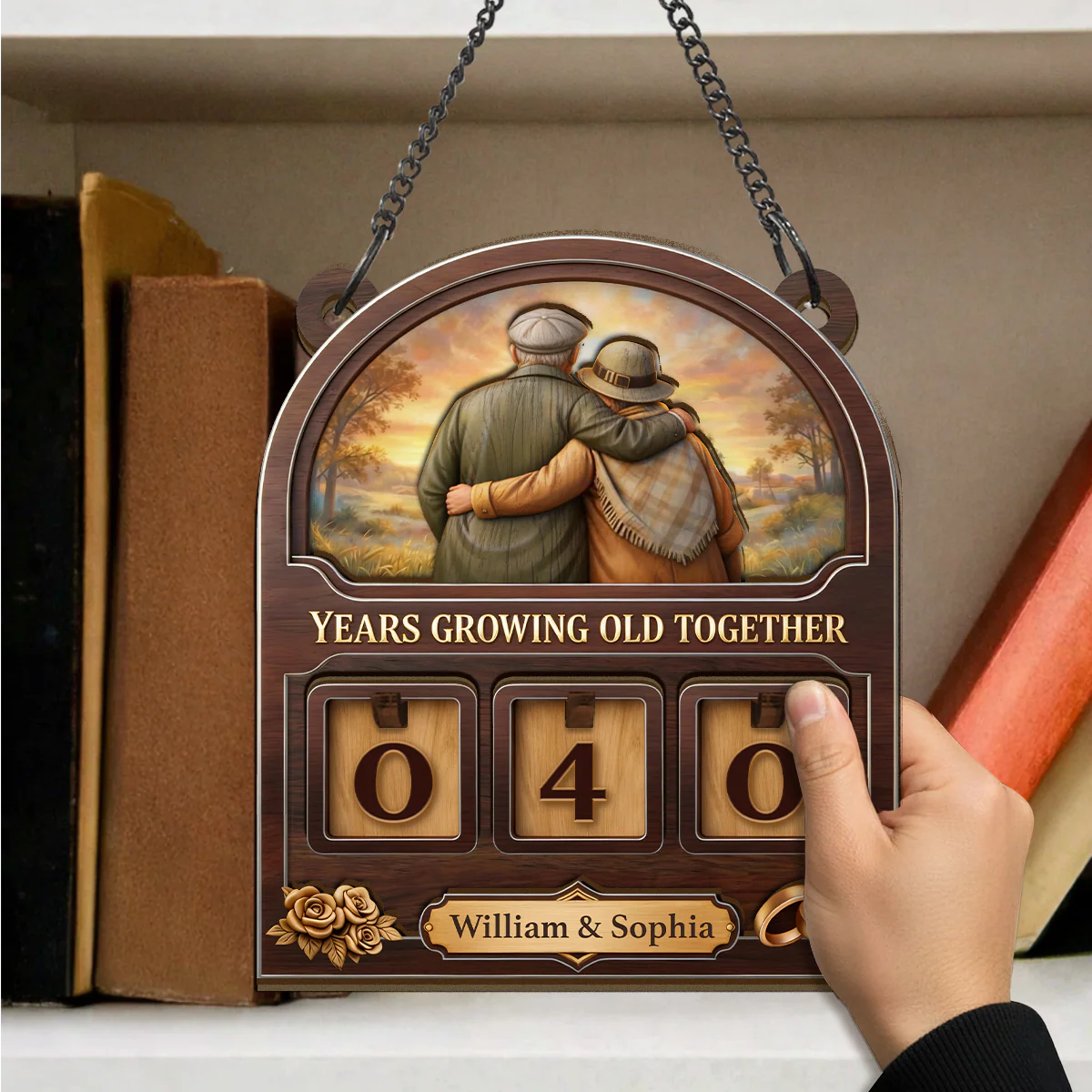 Years Growing Old Together - Personalized Tracker Sign - Image 4