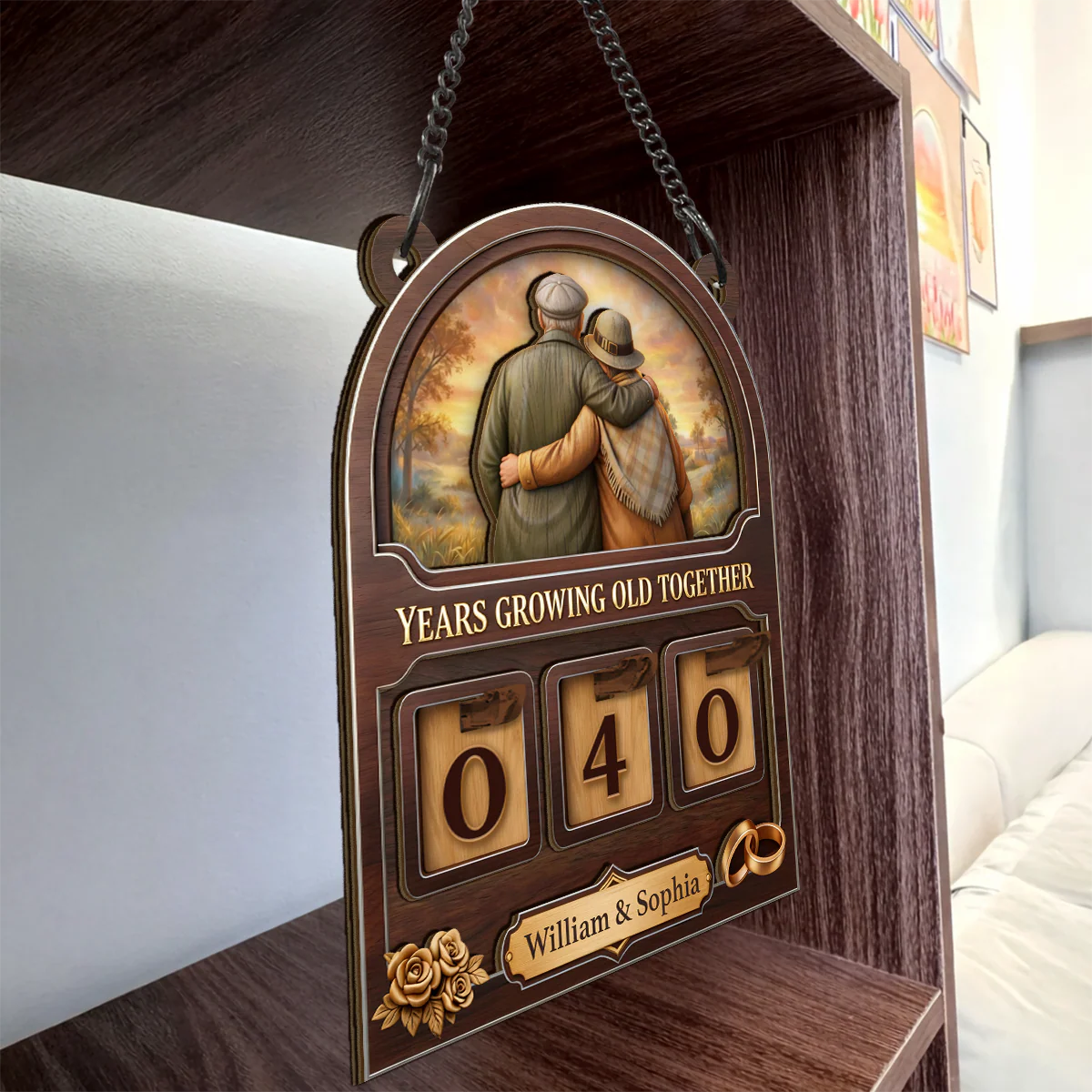 Years Growing Old Together - Personalized Tracker Sign - Image 5