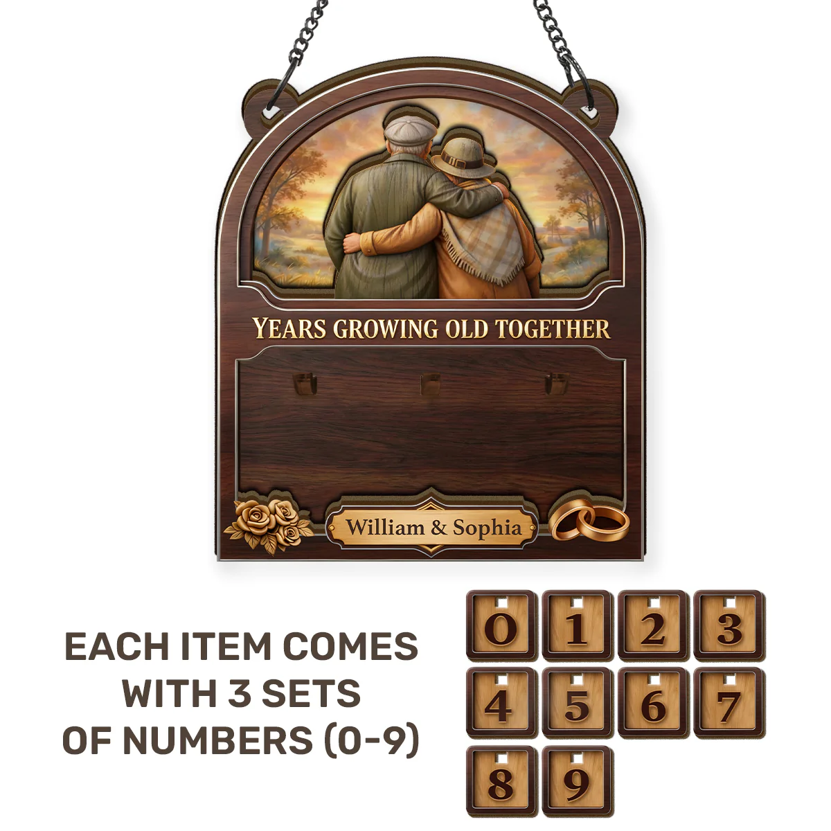 Years Growing Old Together - Personalized Tracker Sign - Image 6
