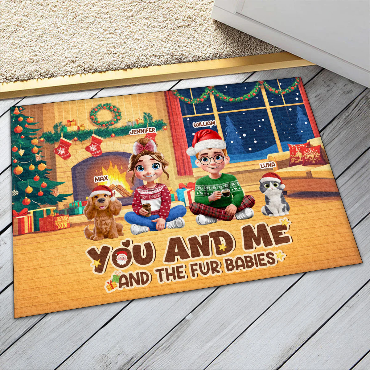 You And Me And The Fur Babies - Personalized Doormat - Image 6