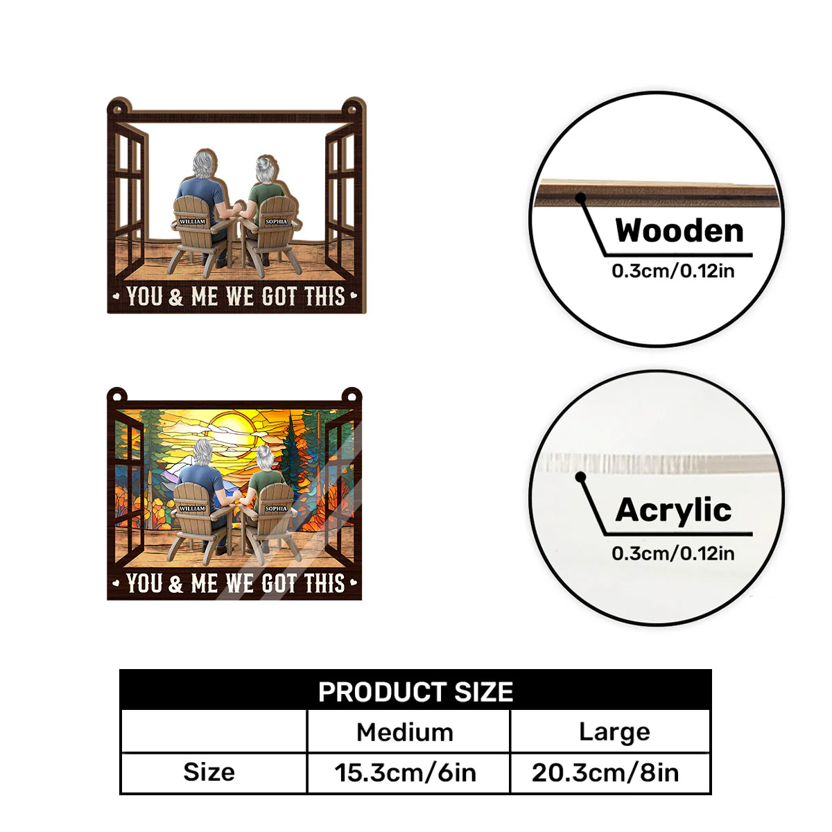 You And Me  - Personalized Window Hanging Suncatcher - Image 7