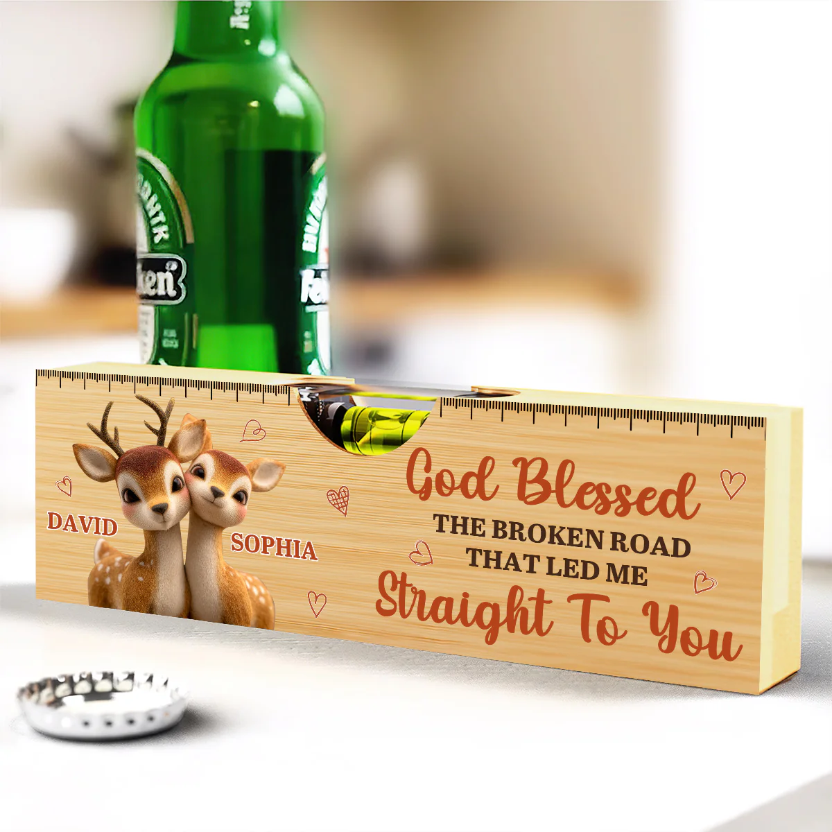 You And Me We Got It - Personalized Wooden Spirit Level Bottle Opener - Image 2