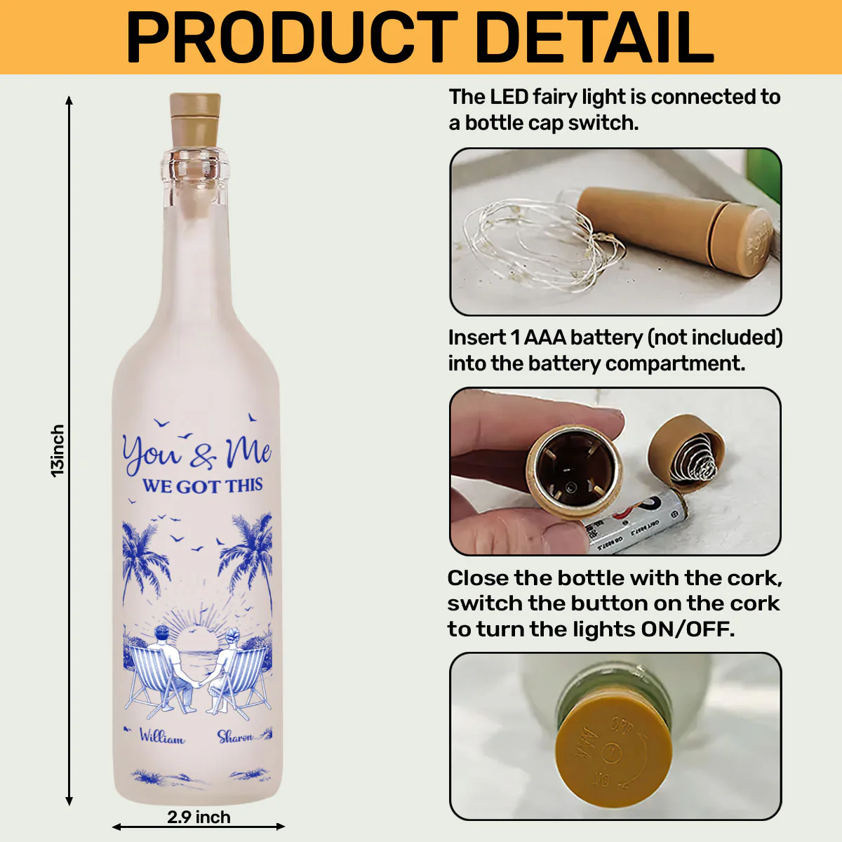 You And Me We Got This - Personalized Bottle Lamp - Image 6