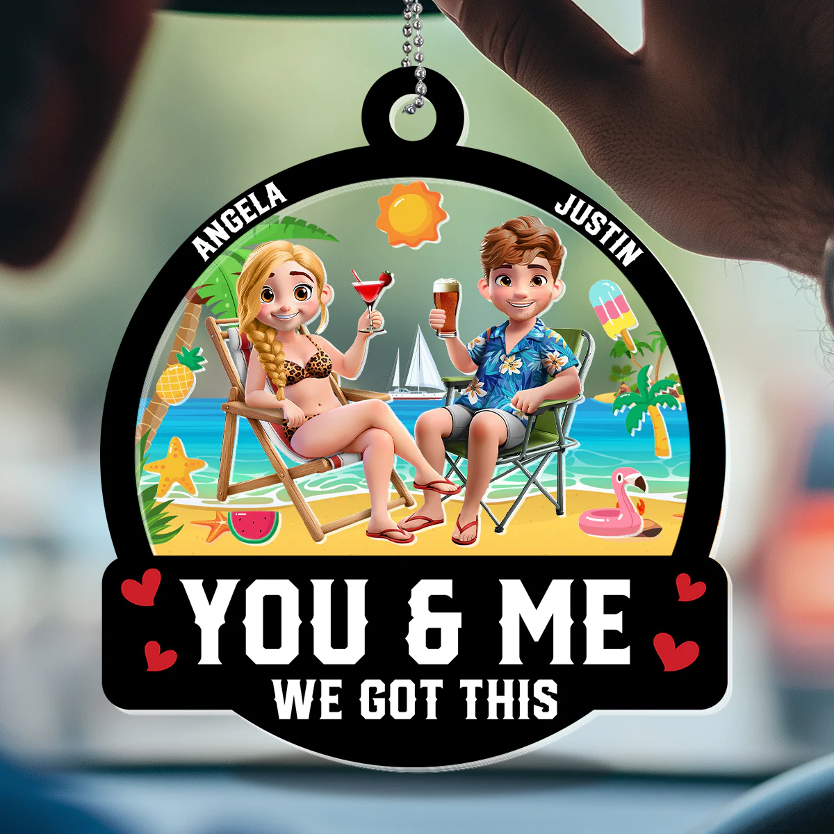 You And Me We Got This - Personalized Car Shaker Ornament - Image 3