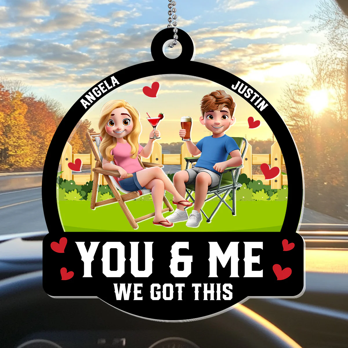 You And Me We Got This - Personalized Car Shaker Ornament - Image 4