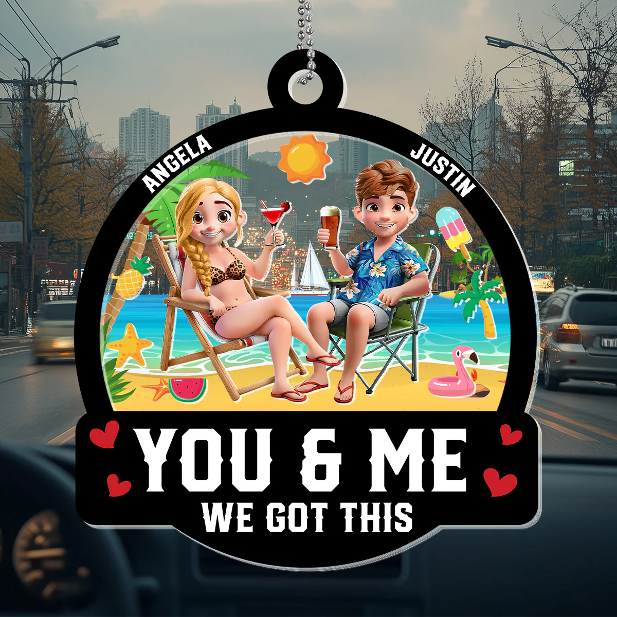 You And Me We Got This - Personalized Car Shaker Ornament - Image 5