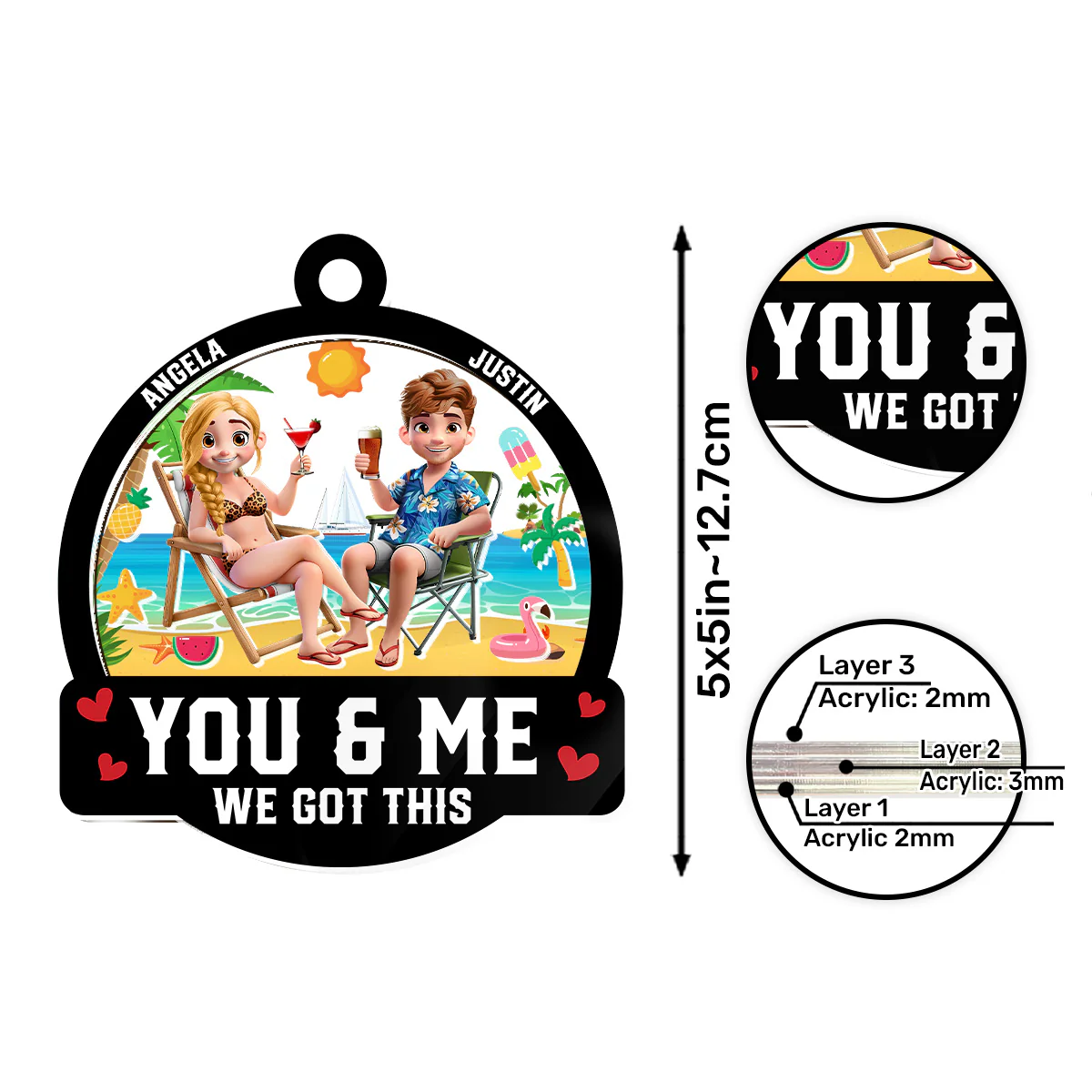 You And Me We Got This - Personalized Car Shaker Ornament - Image 6