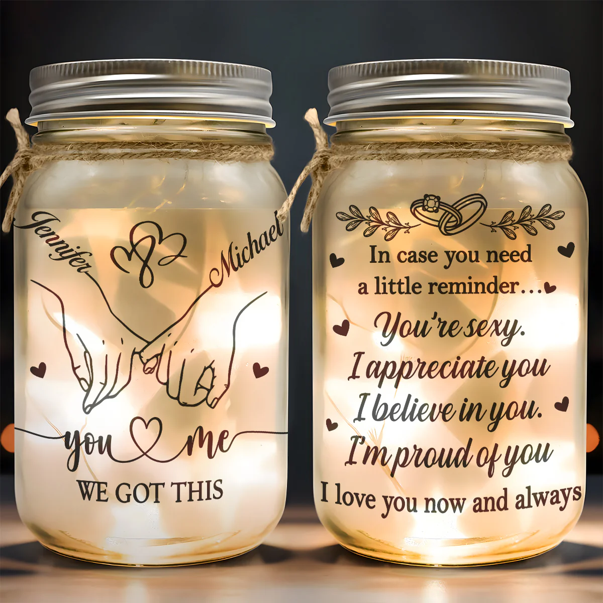 You And Me We Got This - Personalized Mason Jar Light