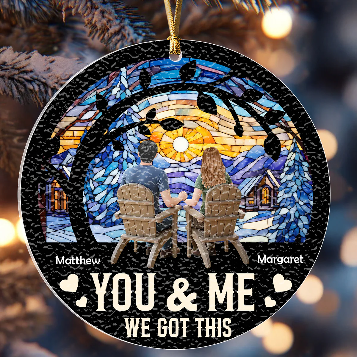 You And Me We Got This - Personalized Stained Glass Ornament - Image 6