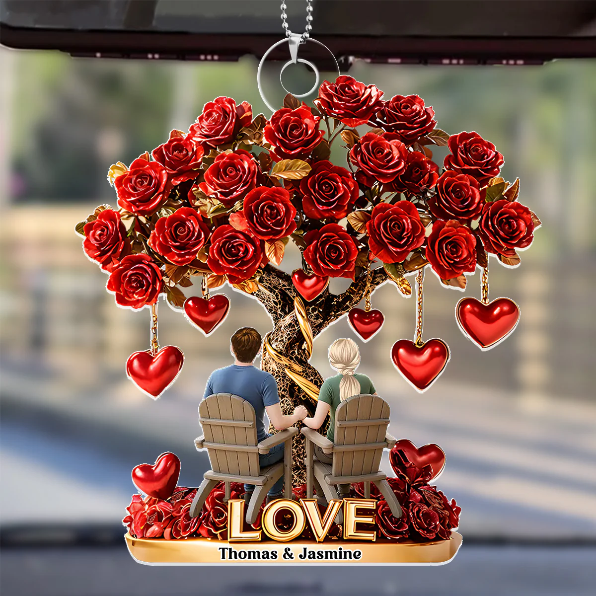 You And Me We Got This Tree of Love - Personalized Car Acrylic Hanging Ornament - Image 4