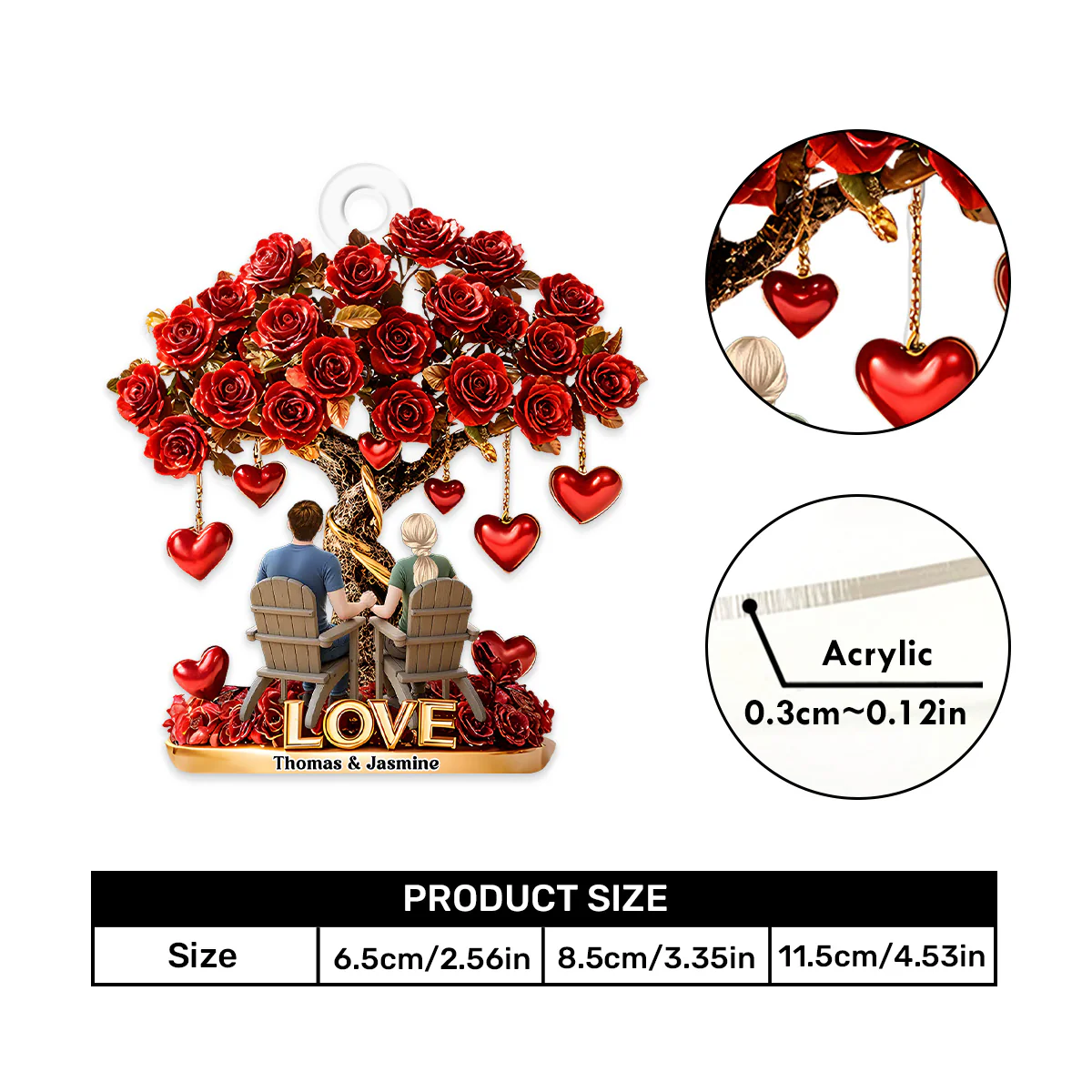 You And Me We Got This Tree of Love - Personalized Car Acrylic Hanging Ornament - Image 5