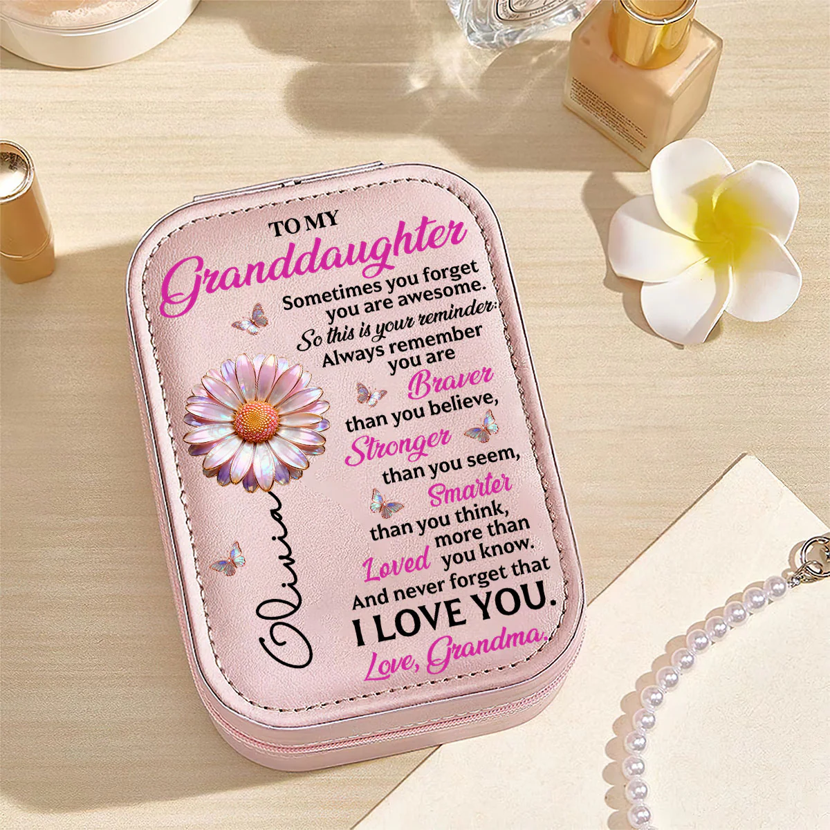 You Are Awesome Reminder - Personalized Custom Jewelry Box With LED Mirror - Image 3