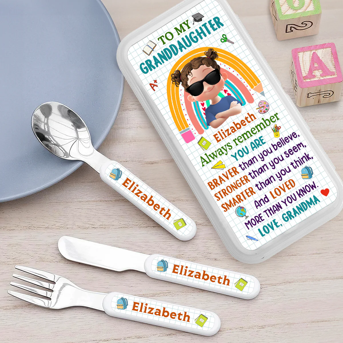 You Are Braver Than You Believe - Personalized Cutlery Set