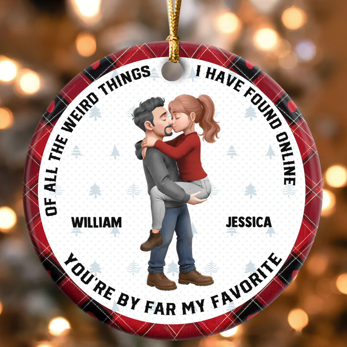 You Are By Far My Favorite - Personalized Round Shaped Ceramic Ornament - Image 4