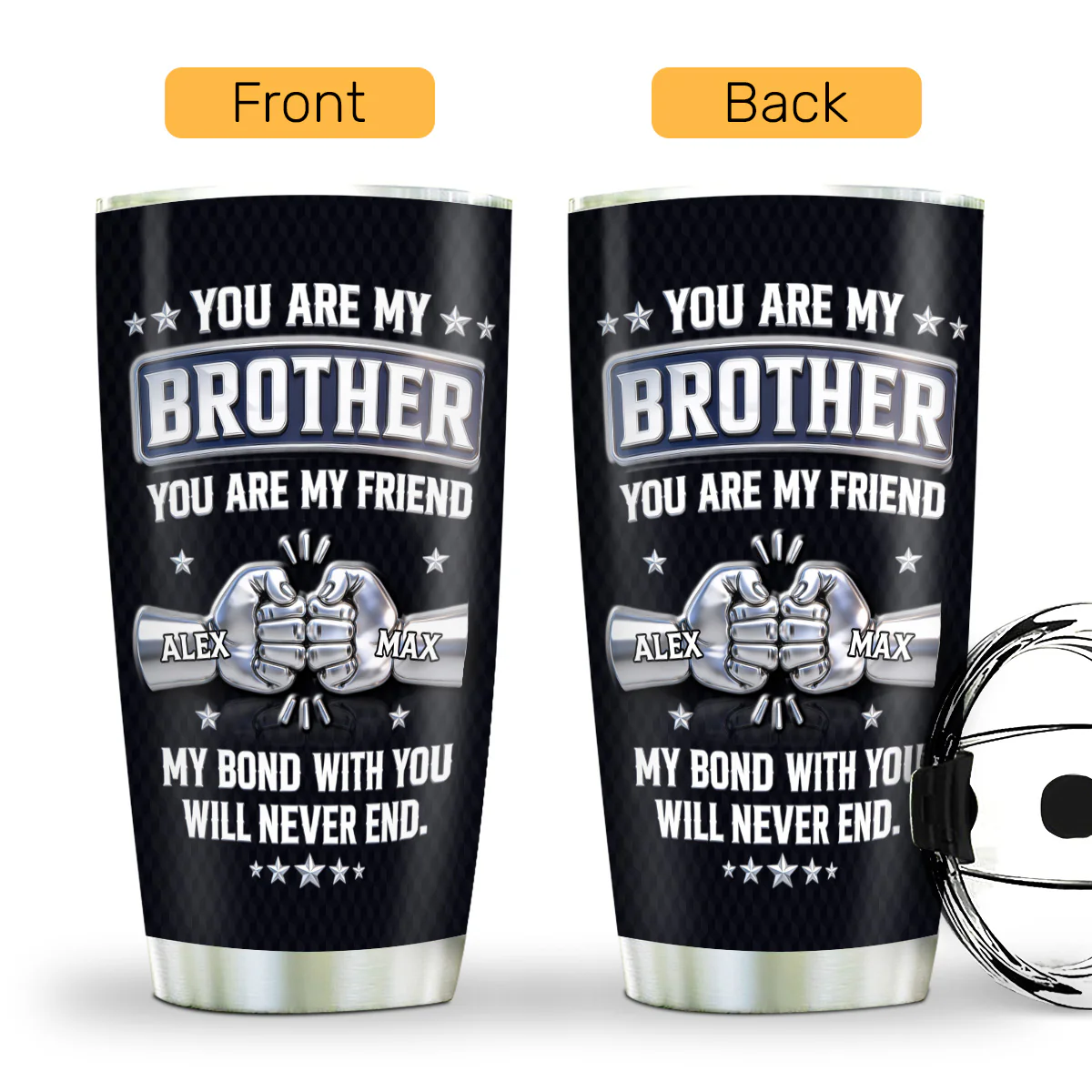 You Are My Brother You Are My Friend - Personalized Stainless Steel Tumbler - Image 2