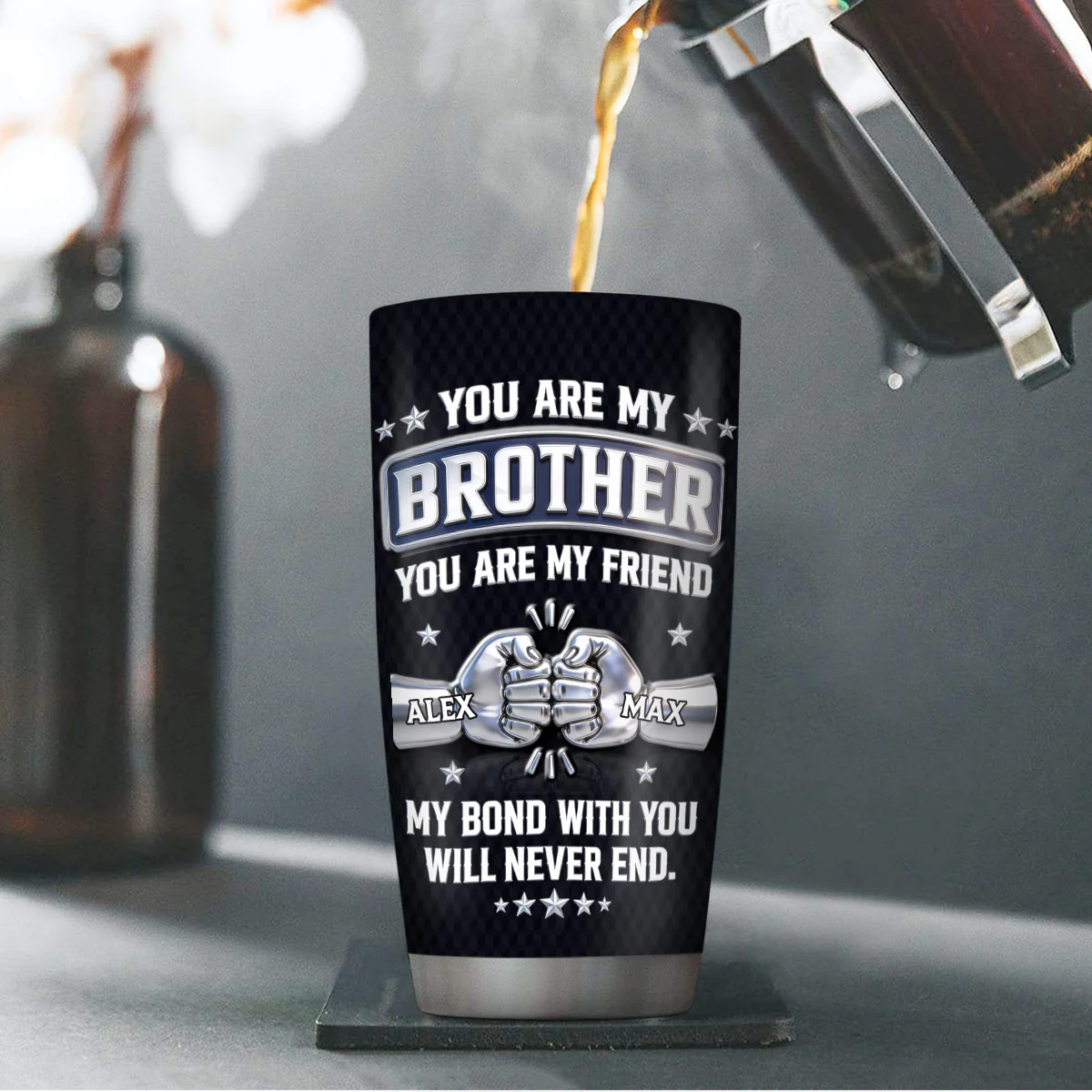 You Are My Brother You Are My Friend - Personalized Stainless Steel Tumbler - Image 4