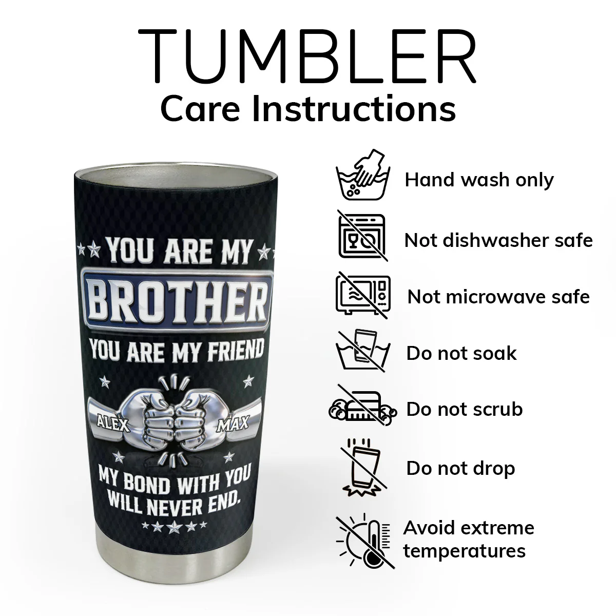 You Are My Brother You Are My Friend - Personalized Stainless Steel Tumbler - Image 5